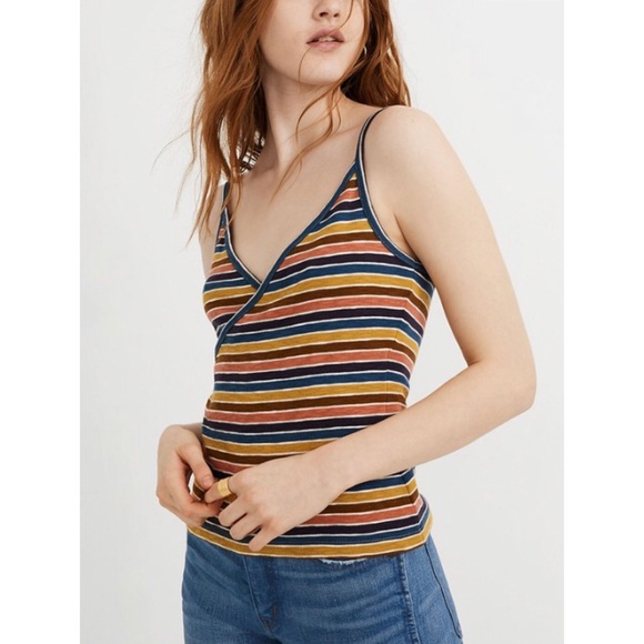 Madewell Tops - Madewell Striped Faux Wrap Tank Top NWT